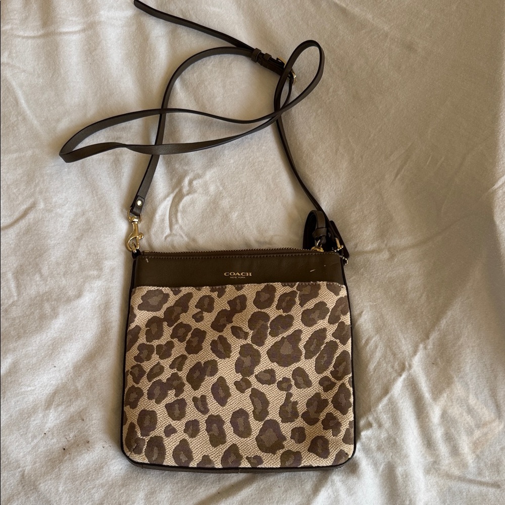 Coach Animal Print Crossbody Bag - Brown and Tan